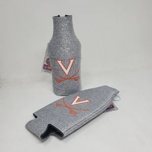 2x NCAA Virginia Cavaliers Beer Bottle Zippered Coolie NEW MD1